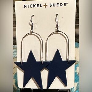 Nickel and Suede Navy Superstar Earrings